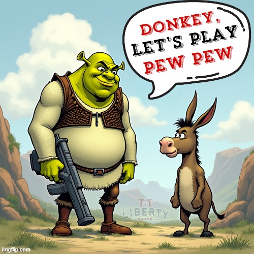 2nd Amendment | image tagged in shrek,memes,guns,donkey from shrek | made w/ Imgflip meme maker