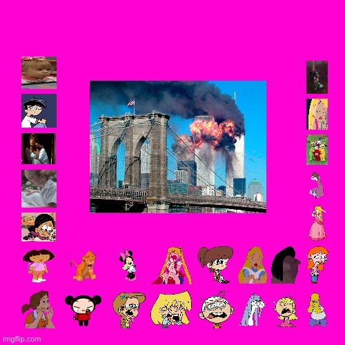 Crying Due to the Loss of 9/11 | image tagged in blank hot pink background,the loud house,teletubbies,the simpsons,full house,ed edd n eddy | made w/ Imgflip meme maker