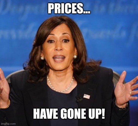 Kamala Harris | PRICES... HAVE GONE UP! | image tagged in kamala harris | made w/ Imgflip meme maker