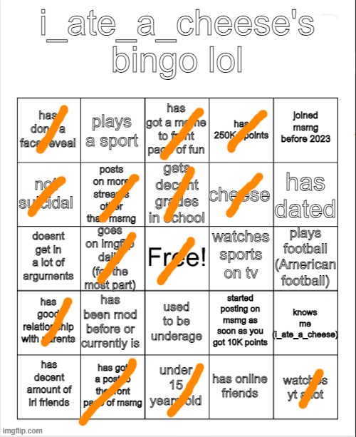 i_ate_a_cheese's msmg bingo | image tagged in i_ate_a_cheese's msmg bingo | made w/ Imgflip meme maker