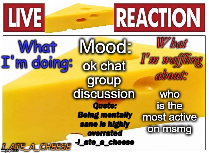 . | ok chat group discussion; who is the most active on msmg | made w/ Imgflip meme maker