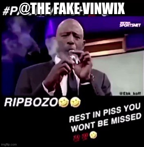 Rest in piss you won't be missed | @THE FAKE VINWIX | image tagged in rest in piss you won't be missed | made w/ Imgflip meme maker