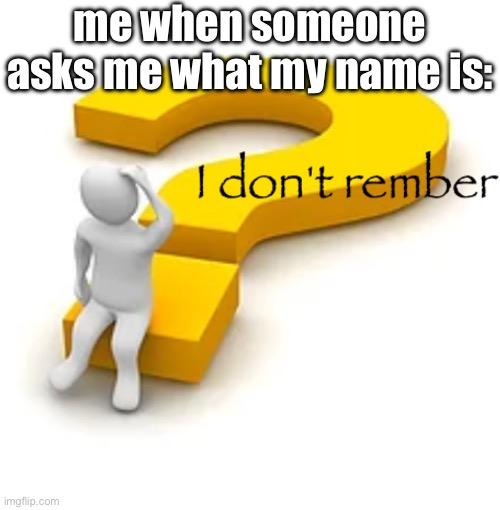 me when someone asks me what my name is: | image tagged in i don't rember | made w/ Imgflip meme maker