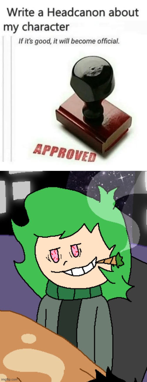 image tagged in write a headcanon about my character | made w/ Imgflip meme maker