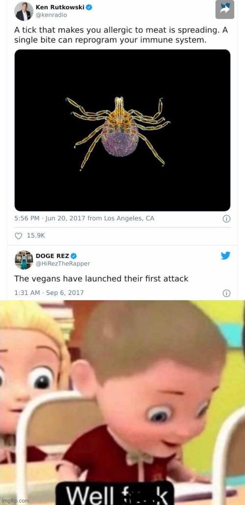 We must retaliate | image tagged in well frick,comments,bugs,vegans | made w/ Imgflip meme maker