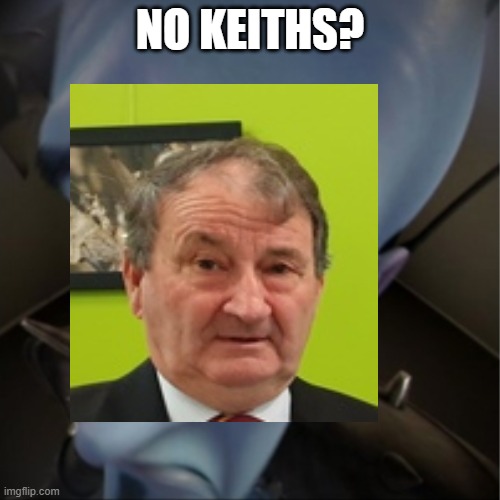 no keiths? | NO KEITHS? | image tagged in megamind peeking | made w/ Imgflip meme maker