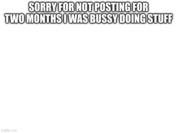 sorry | SORRY FOR NOT POSTING FOR TWO MONTHS I WAS BUSSY DOING STUFF | image tagged in sorry | made w/ Imgflip meme maker