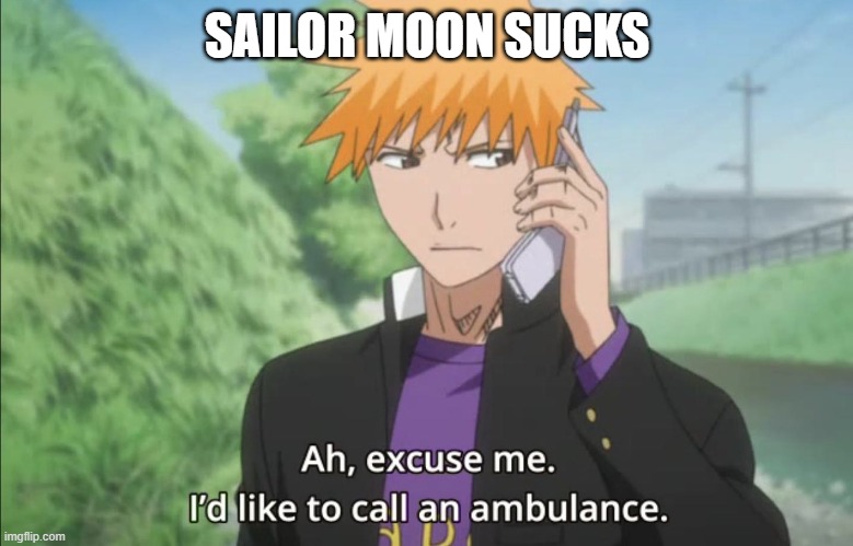 I'd like to call an ambulance | SAILOR MOON SUCKS | made w/ Imgflip meme maker