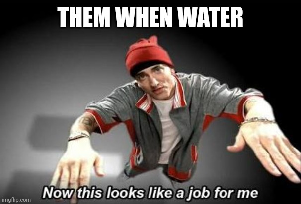 Now this looks like a job for me | THEM WHEN WATER | image tagged in now this looks like a job for me | made w/ Imgflip meme maker