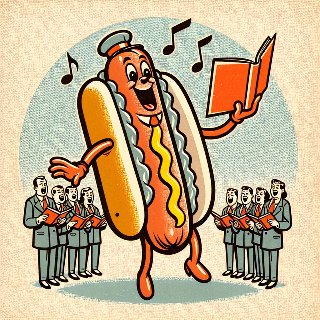 a hot dog singing in a choir Blank Meme Template