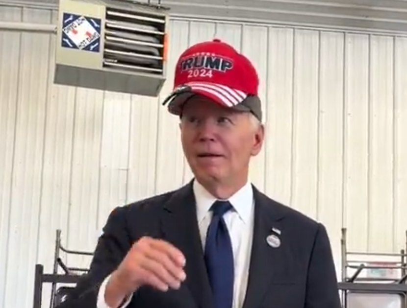 Biden Wears Trump Hat Blank Meme Template