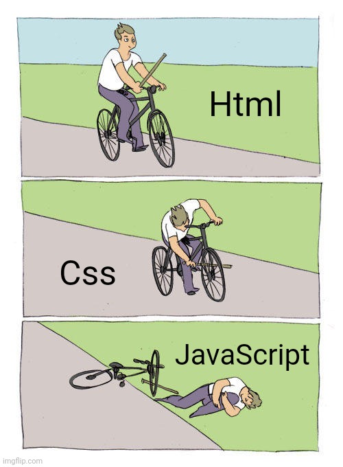 Bike Fall Meme | Html; Css; JavaScript | image tagged in memes,bike fall | made w/ Imgflip meme maker