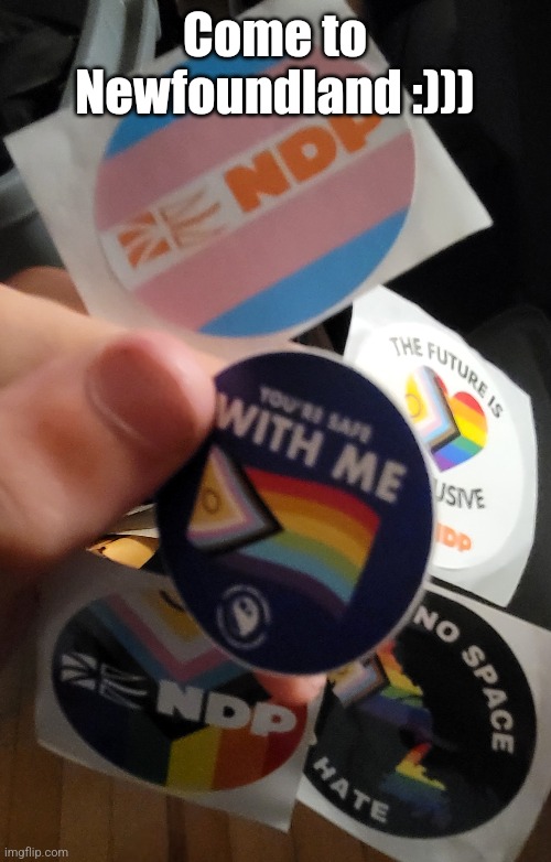 Come to Newfoundland :))) | image tagged in lgbtq,fresh memes,stickers | made w/ Imgflip meme maker