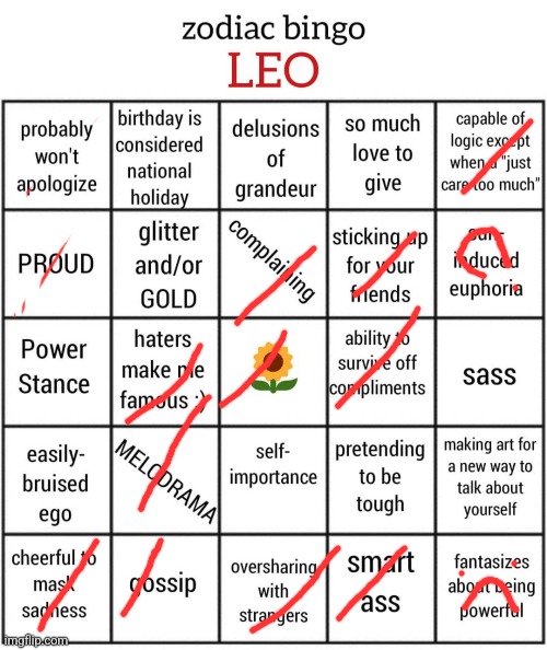 Egotistical asses | image tagged in leo bingo | made w/ Imgflip meme maker