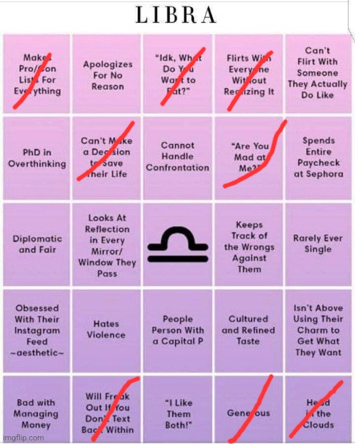 Libra bingo | image tagged in libra bingo | made w/ Imgflip meme maker