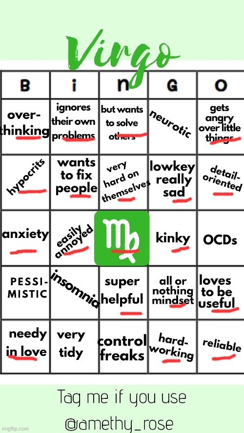 I guess we doing bingos now | image tagged in virgo bingo | made w/ Imgflip meme maker