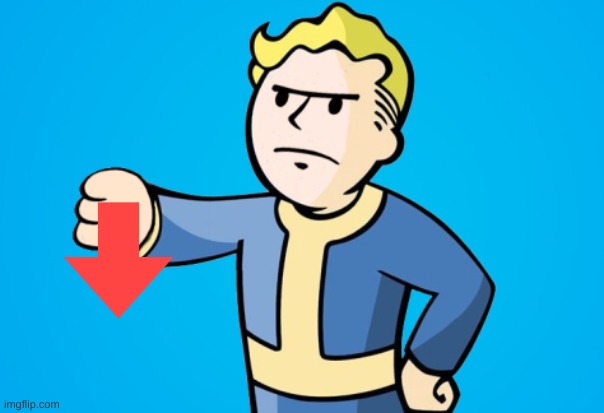 Vault Boy Thumbs Down | image tagged in vault boy thumbs down | made w/ Imgflip meme maker