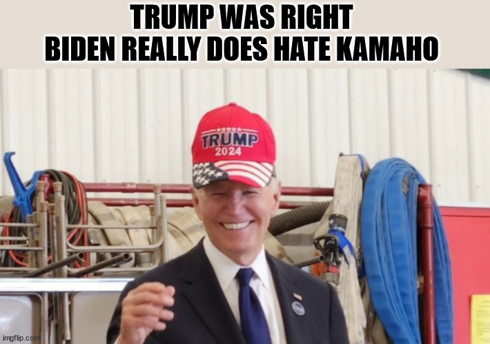 biden for trump | TRUMP WAS RIGHT 
BIDEN REALLY DOES HATE KAMAHO | image tagged in biden hates kamala | made w/ Imgflip meme maker