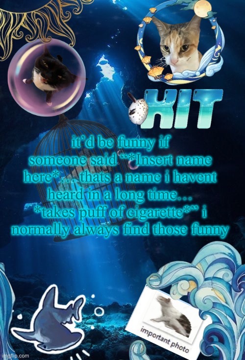 its used on every other platform im on | it’d be funny if someone said “*Insert name here*… thats a name i havent heard in a long time… *takes puff of cigarette*” i normally always find those funny | image tagged in silly announcement template by asriel | made w/ Imgflip meme maker