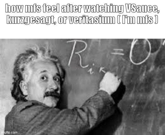 real | how mfs feel after watching VSauce, kurzgesagt, or veritasium ( I'm mfs ) | image tagged in einstein chalkboard | made w/ Imgflip meme maker