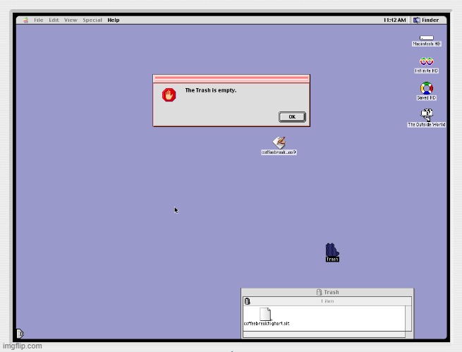How is the trash empty? | image tagged in macos trash fail | made w/ Imgflip meme maker