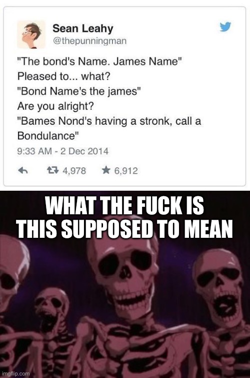 WHAT THE FUCK IS THIS SUPPOSED TO MEAN | image tagged in berserk roast skeletons | made w/ Imgflip meme maker