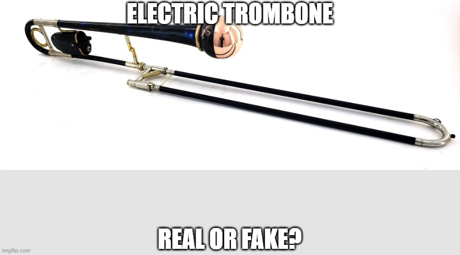 try to guess | ELECTRIC TROMBONE; REAL OR FAKE? | image tagged in instruments | made w/ Imgflip meme maker