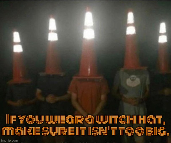 I can't see anything. | If you wear a witch hat, make sure it isn't too big. | image tagged in cone on head boys,blind,halloween costume,common sense | made w/ Imgflip meme maker