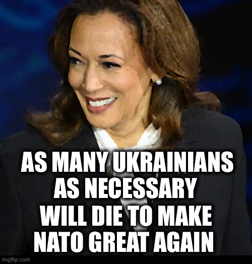 AS MANY UKRAINIANS AS NECESSARY; WILL DIE TO MAKE NATO GREAT AGAIN | image tagged in memes,kamala,us proxy war against russia,nato,imperialism,nuclear war | made w/ Imgflip meme maker