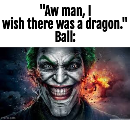 Jonkler | "Aw man, I wish there was a dragon."
Ball: | image tagged in jonkler | made w/ Imgflip meme maker