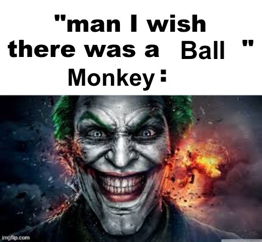 man I wish there was a | Ball; Monkey | image tagged in man i wish there was a | made w/ Imgflip meme maker