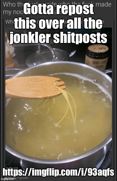 who the fuck made who the fuck made my noodle a template a templ | Gotta repost this over all the jonkler shitposts; https://imgflip.com/i/93aqfs | image tagged in who the fuck made who the fuck made my noodle a template a templ | made w/ Imgflip meme maker