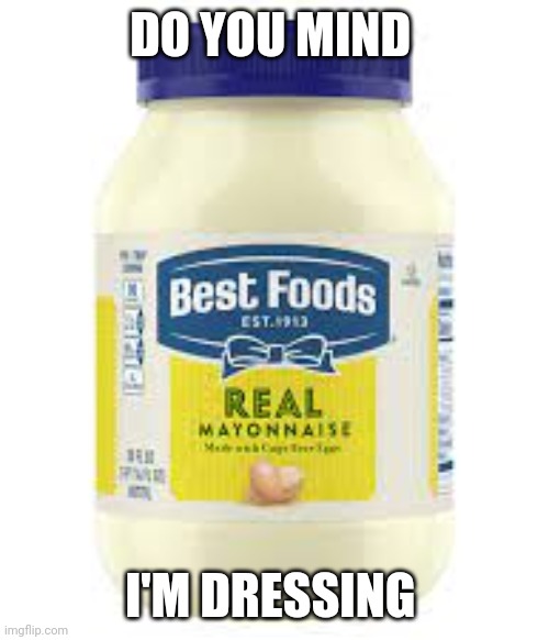 Mayonnaise | DO YOU MIND I'M DRESSING | image tagged in mayonnaise | made w/ Imgflip meme maker