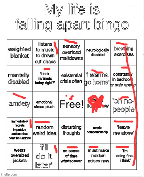 my life is falling apart bingo | image tagged in my life is falling apart bingo | made w/ Imgflip meme maker