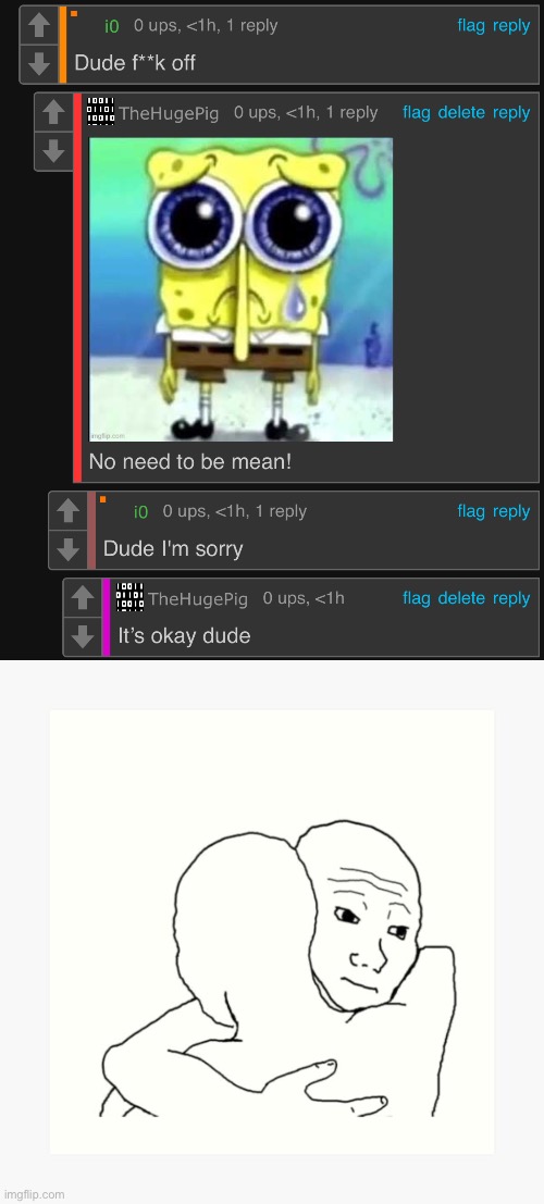 image tagged in wojak hug | made w/ Imgflip meme maker