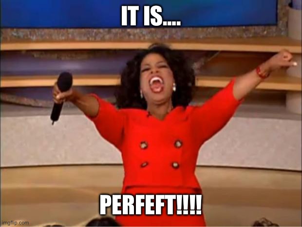 Oprah You Get A Meme | IT IS…. PERFEFT!!!! | image tagged in memes,oprah you get a | made w/ Imgflip meme maker