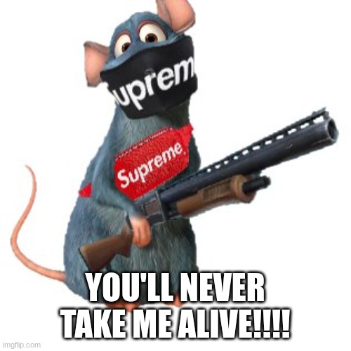 Remy says... | YOU'LL NEVER TAKE ME ALIVE!!!! | image tagged in remy says | made w/ Imgflip meme maker