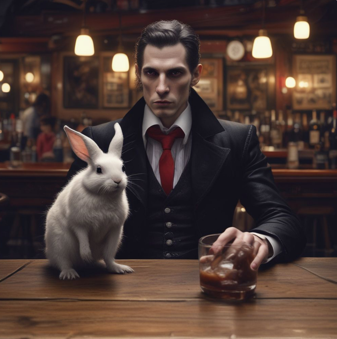 Vampire and a rabbit at a bar Blank Meme Template