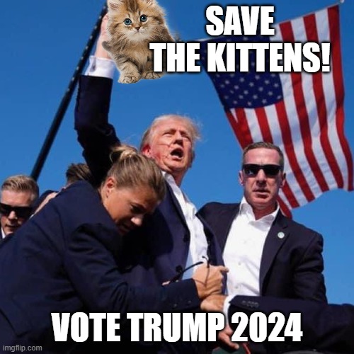 SAVE THE KITTENS! VOTE TRUMP 2024 | made w/ Imgflip meme maker