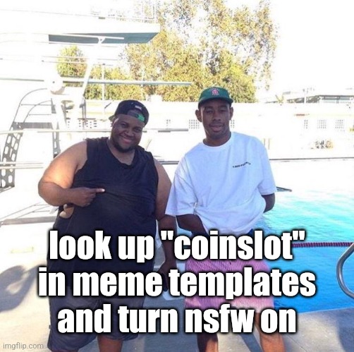 trust me bro | look up "coinslot" in meme templates and turn nsfw on | image tagged in tyler445 | made w/ Imgflip meme maker