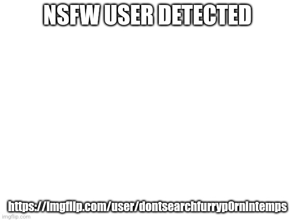 I don't rlly know if they are really a NSFW user bc their comments are normal but their temps are NSFW but the user has no image | NSFW USER DETECTED; https://imgflip.com/user/dontsearchfurryp0rnintemps | made w/ Imgflip meme maker