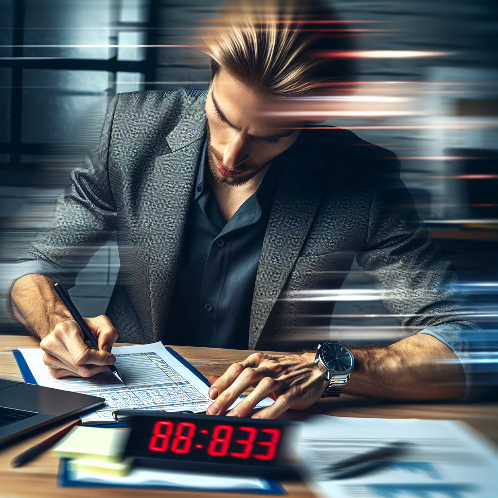 frantic office worker doing timesheets Blank Meme Template