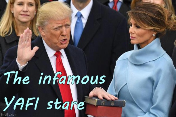 She knows ... | The infamous; YAFI stare | image tagged in rick75230,donald trump,2016 election,politics,melania trump | made w/ Imgflip meme maker