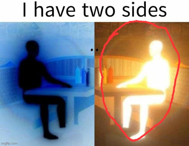 I have two sides | image tagged in i have two sides | made w/ Imgflip meme maker