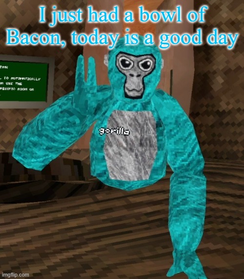 Monkey | I just had a bowl of Bacon, today is a good day | image tagged in monkey | made w/ Imgflip meme maker