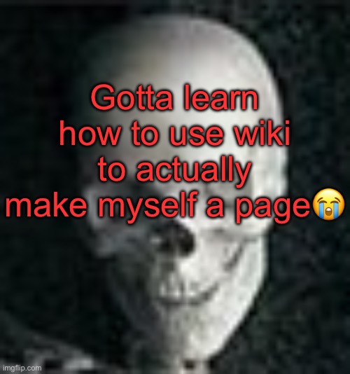 . | Gotta learn how to use wiki to actually make myself a page😭 | image tagged in skull | made w/ Imgflip meme maker