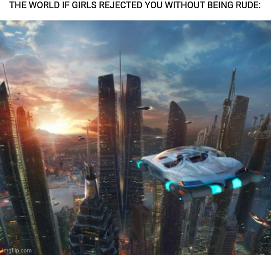 Future world meme | THE WORLD IF GIRLS REJECTED YOU WITHOUT BEING RUDE: | image tagged in the future world if | made w/ Imgflip meme maker