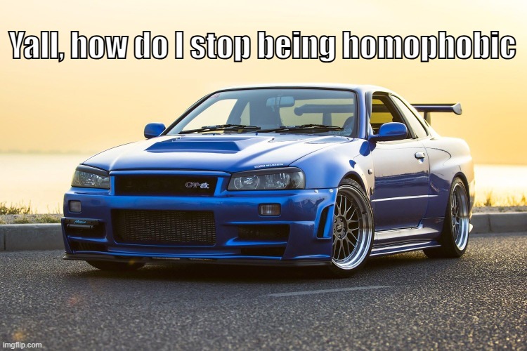 Skyline R34 | Yall, how do I stop being homophobic | image tagged in skyline r34 | made w/ Imgflip meme maker