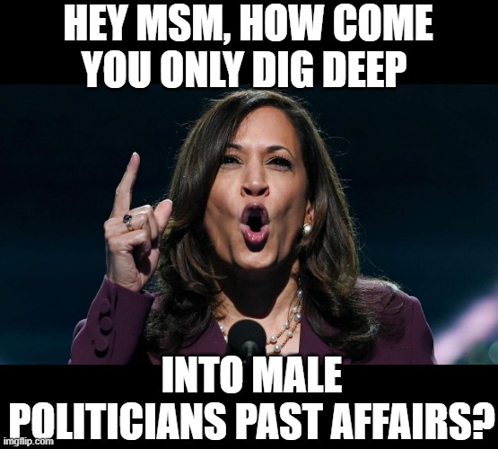 dare you | HEY MSM, HOW COME YOU ONLY DIG DEEP; INTO MALE POLITICIANS PAST AFFAIRS? | image tagged in kamala,hypocrisy,willy brown,msm lies,double standards | made w/ Imgflip meme maker