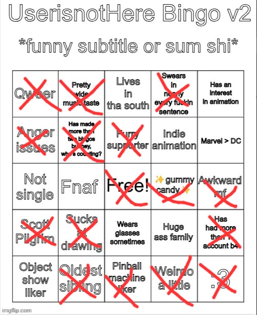 UserisnotHere Bingo v2 | image tagged in userisnothere bingo v2 | made w/ Imgflip meme maker